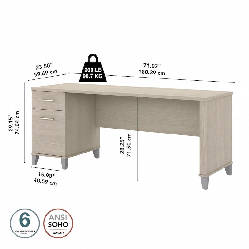 Bureau de direction 72 po Bush Furniture Somerset avec tiroirs de rangement