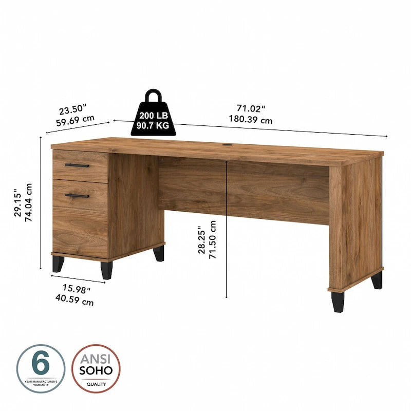 Bureau de direction 72 po Bush Furniture Somerset avec tiroirs de rangement