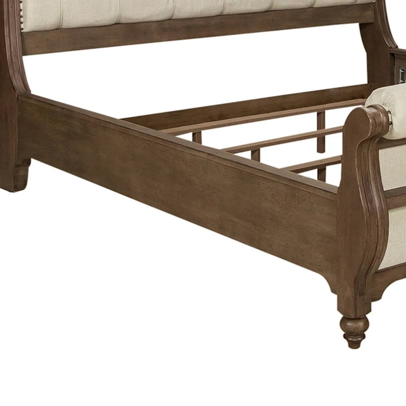 Lit traîneau king Americana Farmhouse, taupe poudré