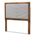 Tête de lit double moderne et contemporaine Iden en tissu et bois gris