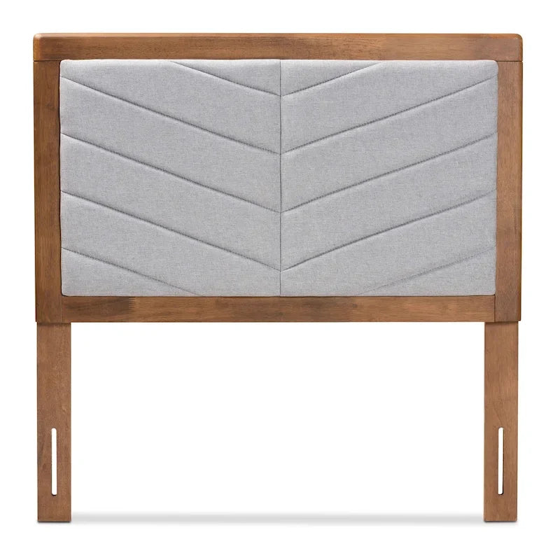 Tête de lit double moderne et contemporaine Iden en tissu et bois gris