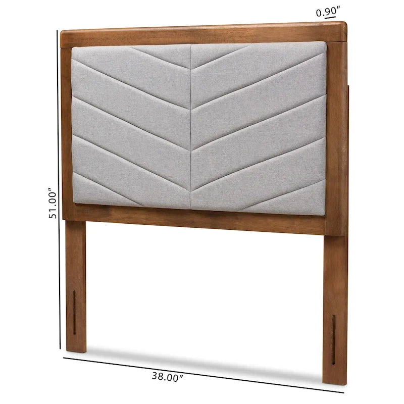 Tête de lit double moderne et contemporaine Iden en tissu et bois gris