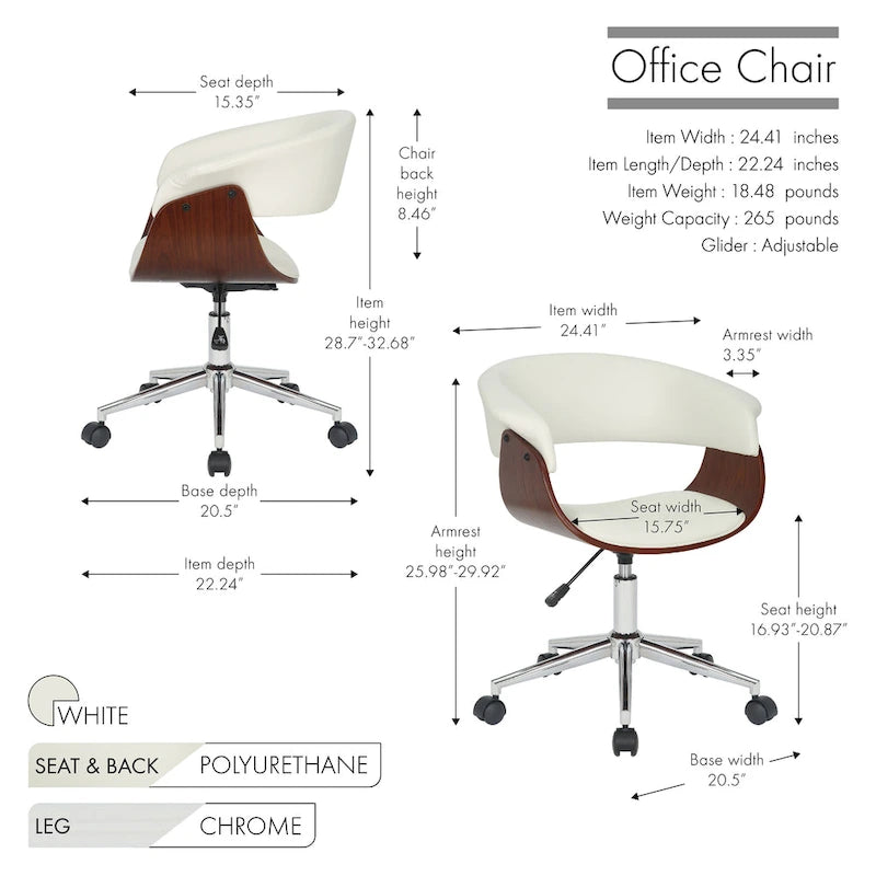 Fauteuil de bureau en similicuir Carson Carrington Sauoarkrokur avec piètement chromé