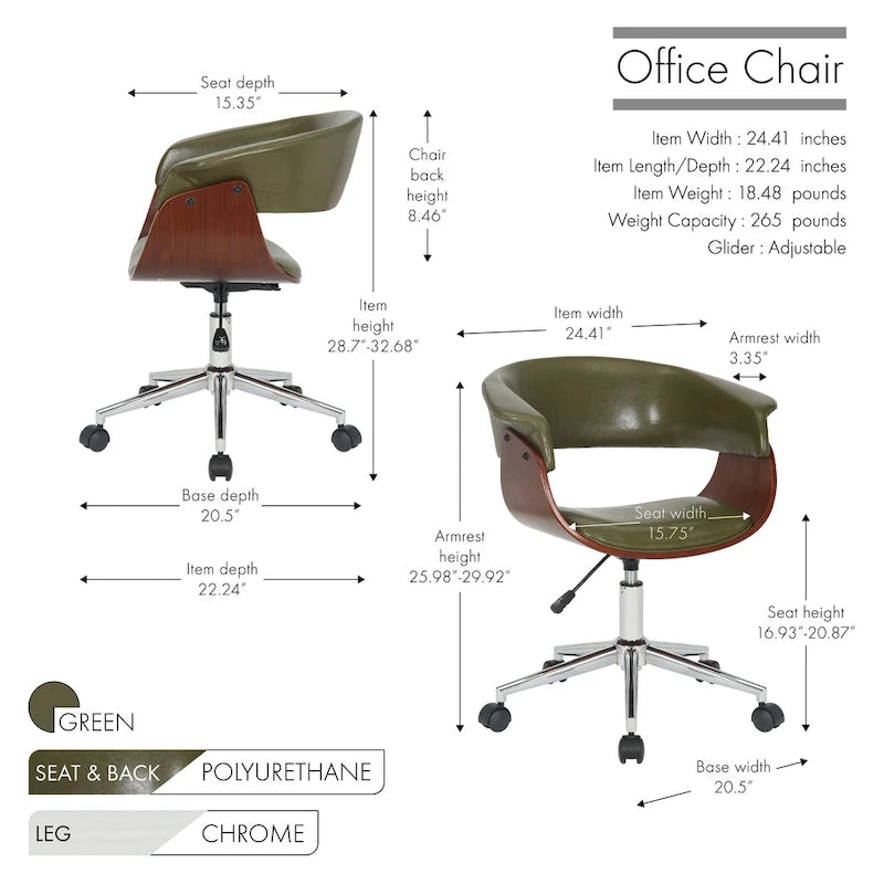 Fauteuil de bureau en similicuir Carson Carrington Sauoarkrokur avec piètement chromé