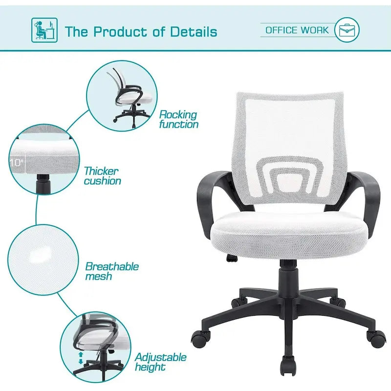 Homall Office Chair Chaise de bureau en maille Chaise d'ordinateur avec accoudoirs