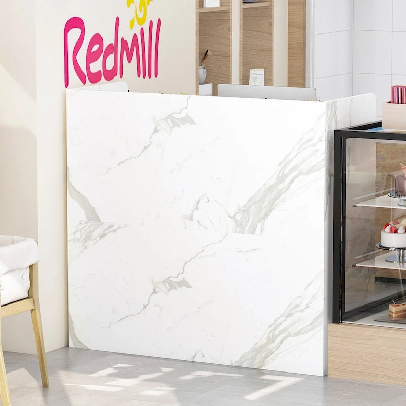 47.2 Comptoir de réception avec rangement verrouillable et table de travail