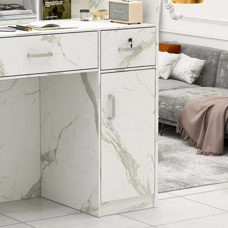 47.2 Comptoir de réception avec rangement verrouillable et table de travail