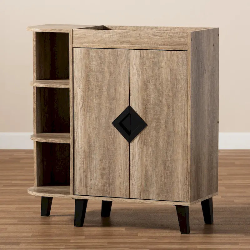 Meuble à chaussures à 2 portes de style rustique moderne et contemporain Wales
