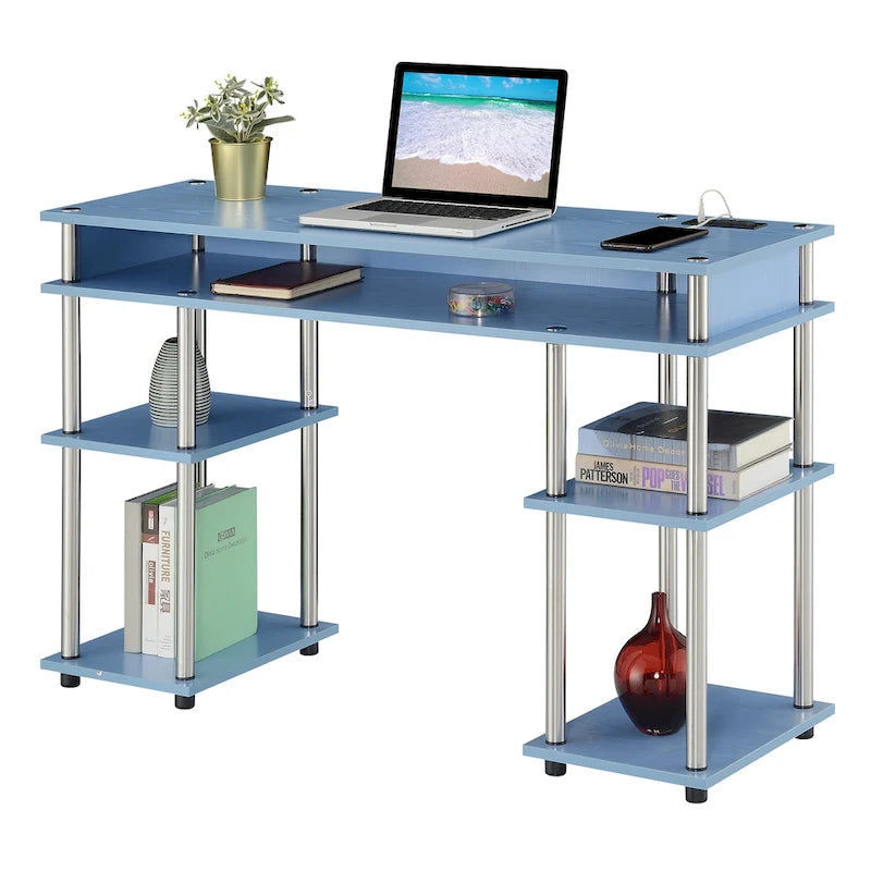 Convenience Concepts Designs2Go Bureau d'étudiant avec station de charge et étagères, sans outils