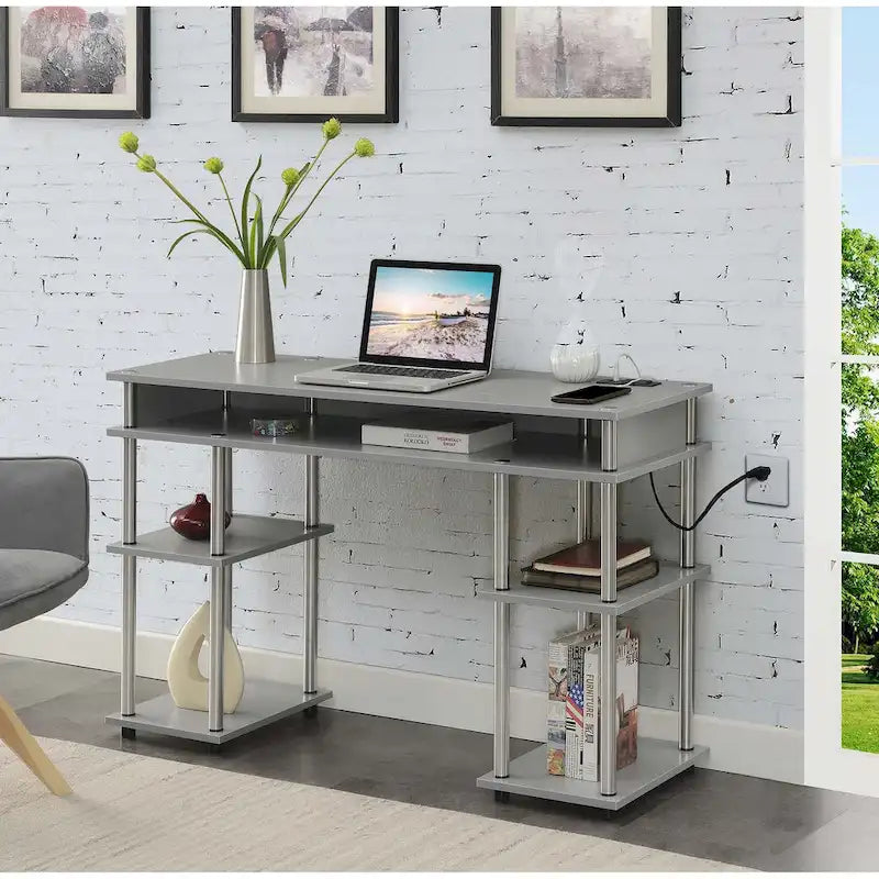 Convenience Concepts Designs2Go Bureau d'étudiant avec station de charge et étagères, sans outils