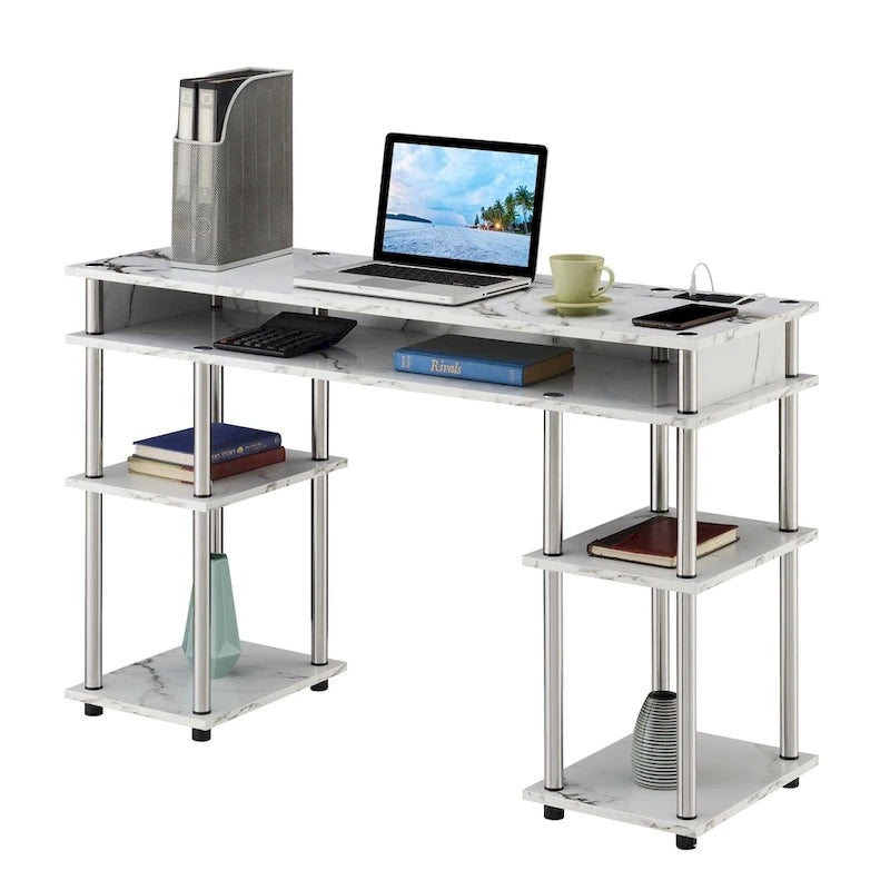 Convenience Concepts Designs2Go Bureau d'étudiant avec station de charge et étagères, sans outils