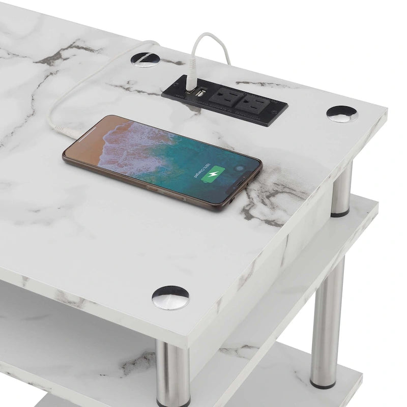 Convenience Concepts Designs2Go Bureau d'étudiant avec station de charge et étagères, sans outils