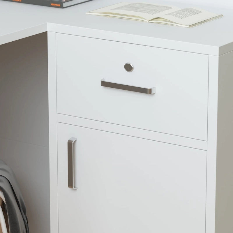 Bureau de réception en bois en forme de L Timechee 55.9W 48.4H avec tiroir à serrure