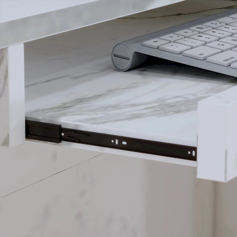 Bureau de réception en bois en forme de L Timechee 55.9W 48.4H avec tiroir à serrure