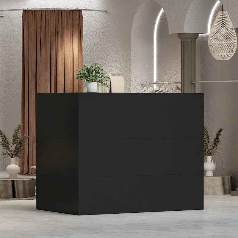 Bureau de réception en bois en forme de L Timechee 55.9W 48.4H avec tiroir à serrure