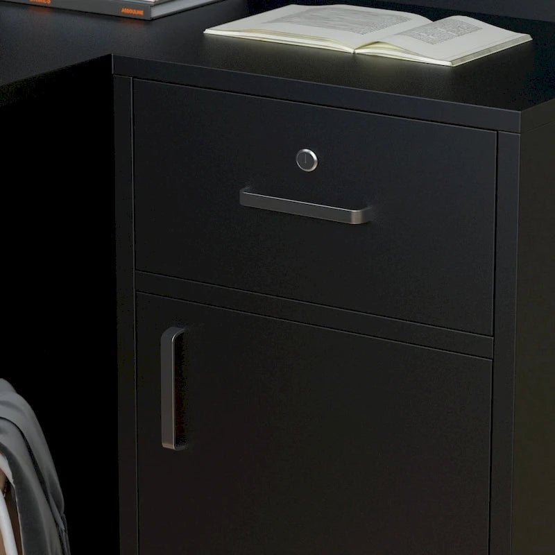 Bureau de réception en bois en forme de L Timechee 55.9W 48.4H avec tiroir à serrure
