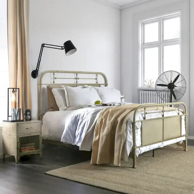 Furniture of America Ways Industrial Metal Panel Bed with Support Legs