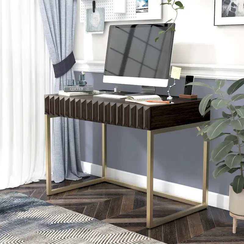 Bureau d'ordinateur Bird Modern en métal de 42 pouces avec ports USB par Furniture of America