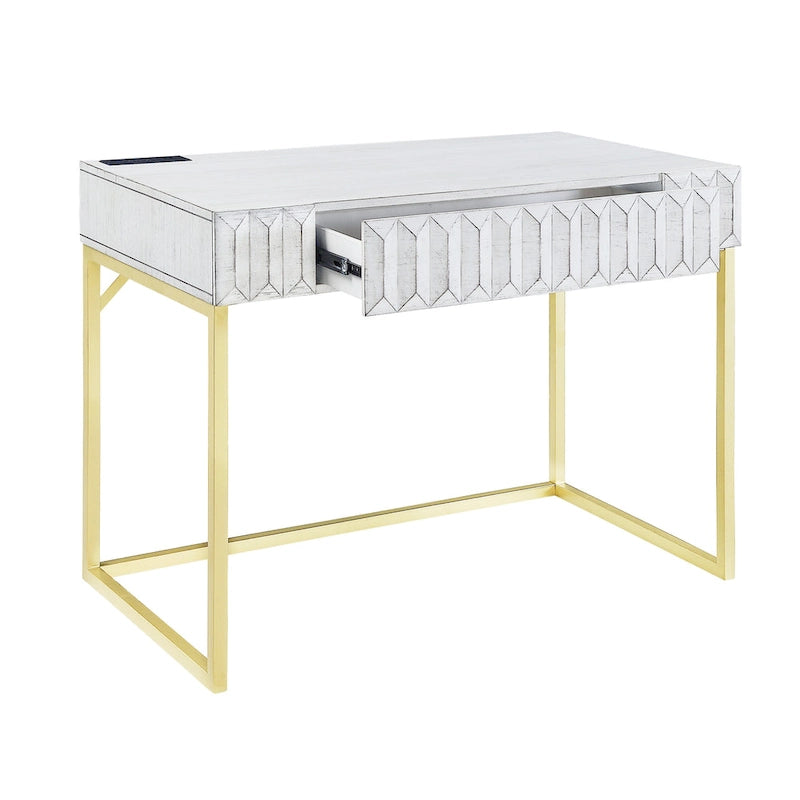 Bureau d'ordinateur Bird Modern en métal de 42 pouces avec ports USB par Furniture of America