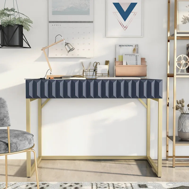 Bureau d'ordinateur Bird Modern en métal de 42 pouces avec ports USB par Furniture of America