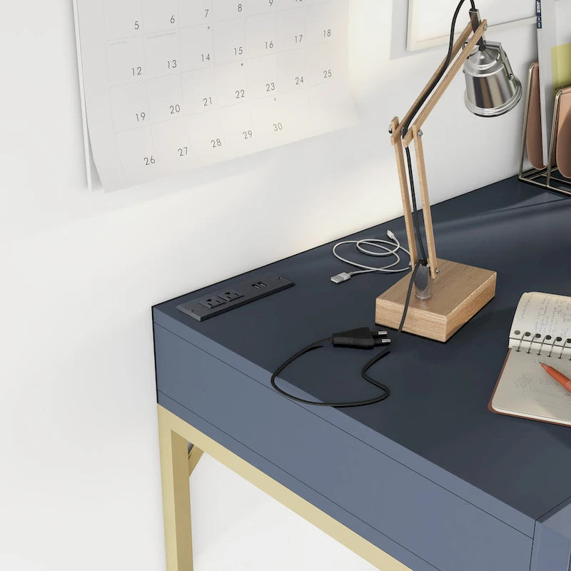 Bureau d'ordinateur Bird Modern en métal de 42 pouces avec ports USB par Furniture of America