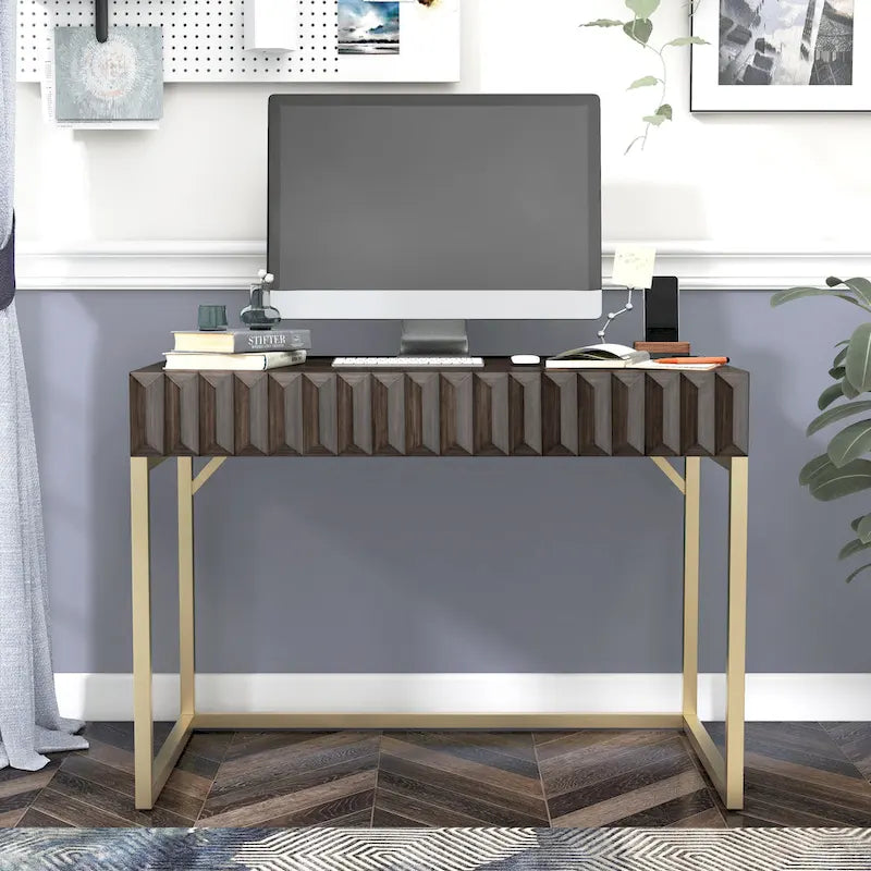 Bureau d'ordinateur Bird Modern en métal de 42 pouces avec ports USB par Furniture of America
