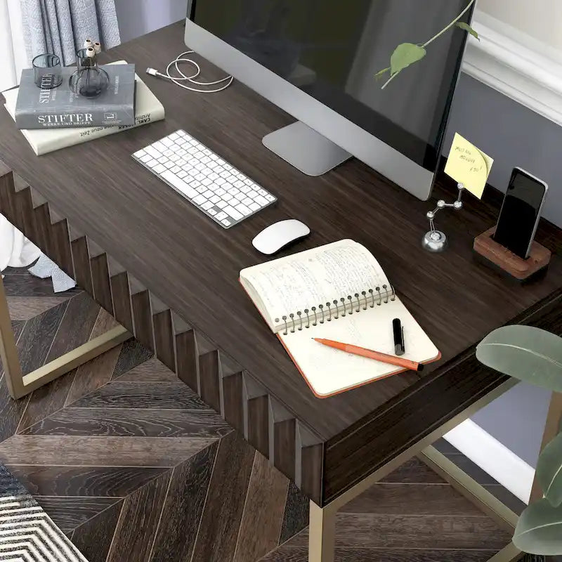 Bureau d'ordinateur Bird Modern en métal de 42 pouces avec ports USB par Furniture of America