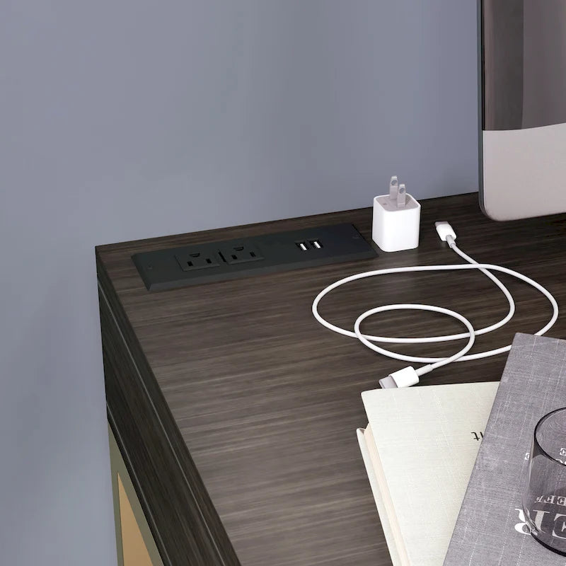 Bureau d'ordinateur Bird Modern en métal de 42 pouces avec ports USB par Furniture of America