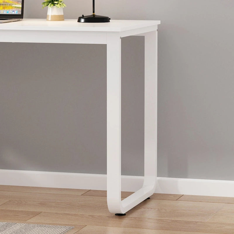 Bureau d'ordinateur d'angle Timechee de 55 pouces avec tiroirs et armoire, blanc