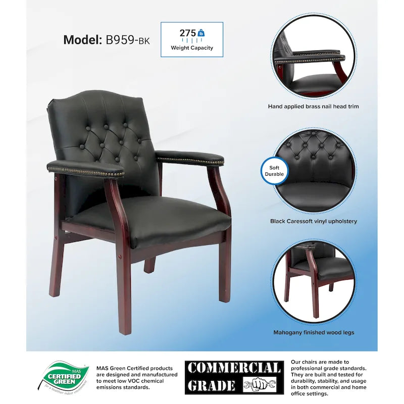 Chaise visiteur traditionnelle noire Boss