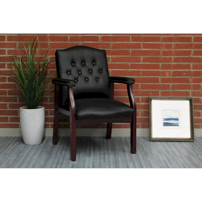 Chaise visiteur traditionnelle noire Boss