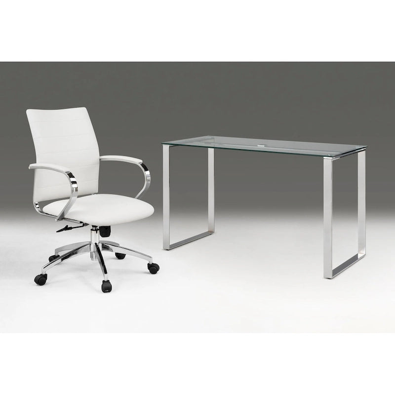 Bureau en verre avec base de médaillon