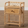 Kobie Modern Bohemian Natural Brown Rattan 1-Drawer Nightstand
