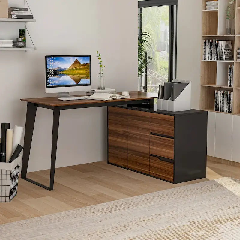 Timechee Bureau d'ordinateur de bureau à domicile Bureau d'angle en L 54,3 Écriture