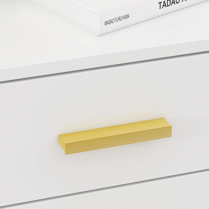 Table de chevet Timechee de 23,6 po de haut à 3 tiroirs, blanc/noir