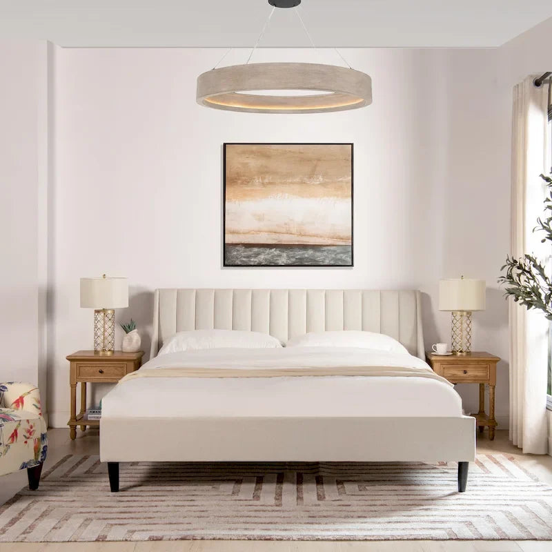 Willow Vertical Tufted Linen King Platform Bed