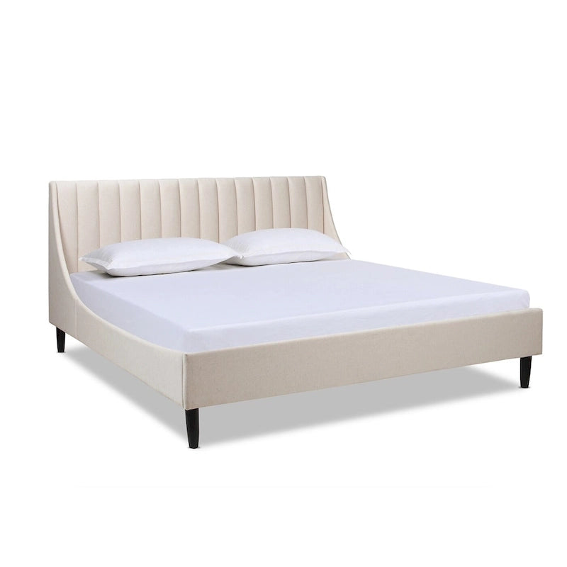 Lit Plateforme King Willow Vertical Capitonnée en Lin