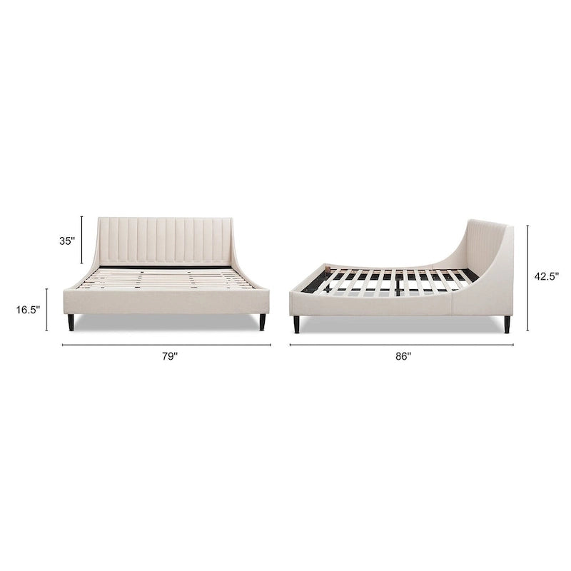 Lit Plateforme King Willow Vertical Capitonnée en Lin