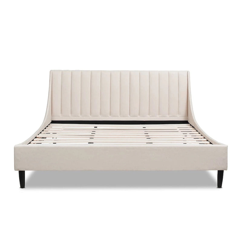 Lit Plateforme King Willow Vertical Capitonnée en Lin