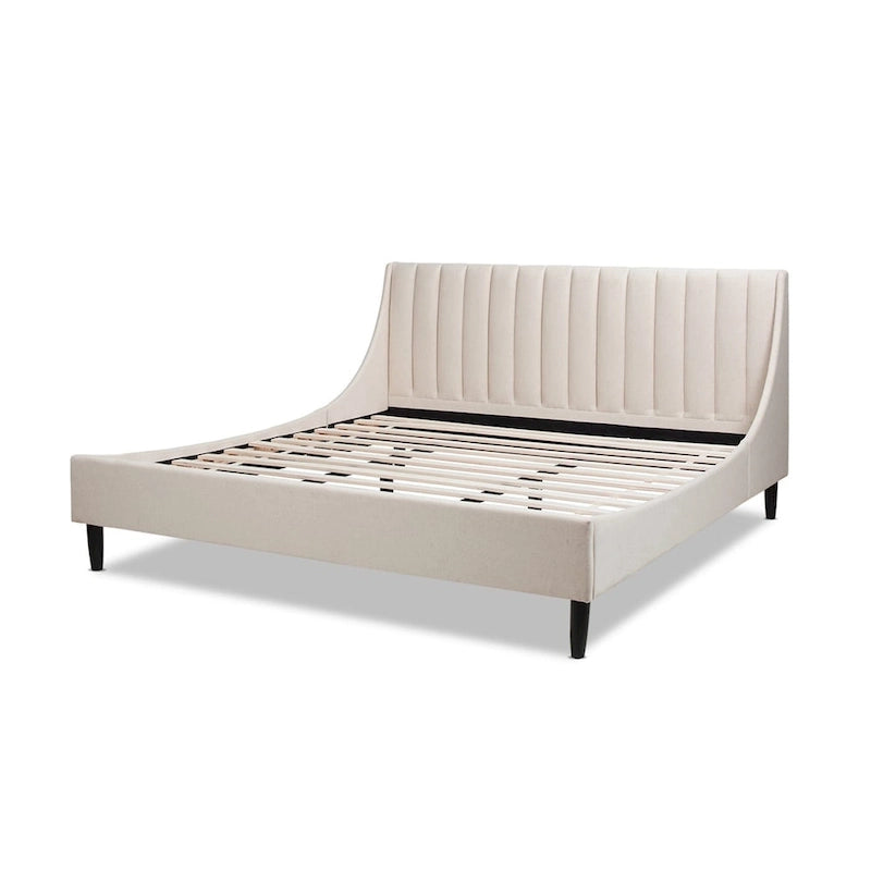 Lit Plateforme King Willow Vertical Capitonnée en Lin