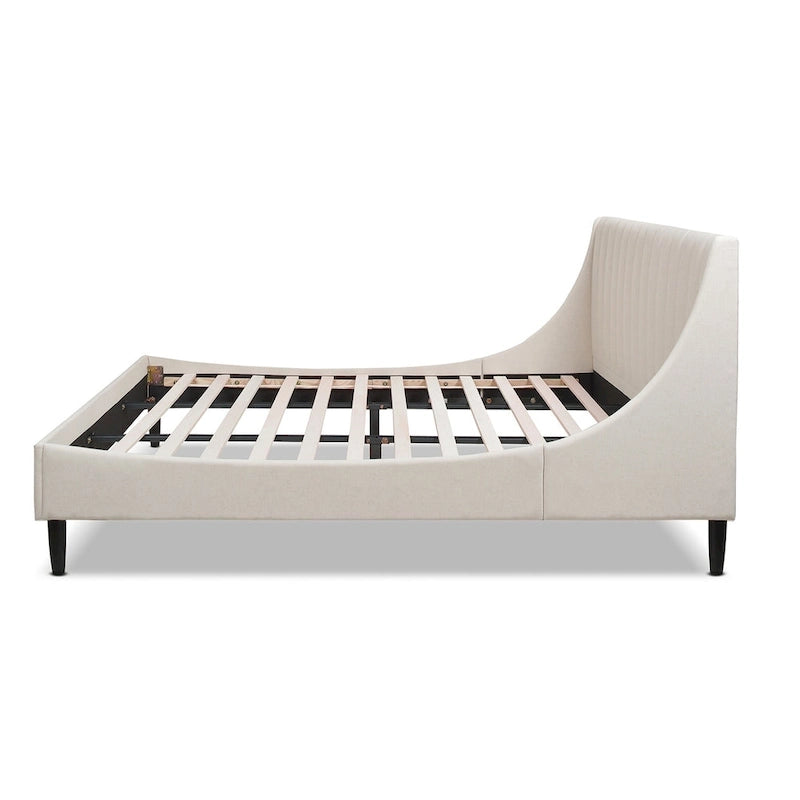 Lit Plateforme King Willow Vertical Capitonnée en Lin