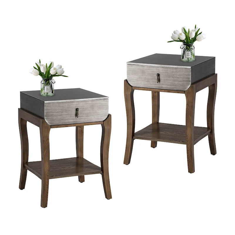 Table d'appoint COSIEST avec 1 tiroir et étagère de rangement
