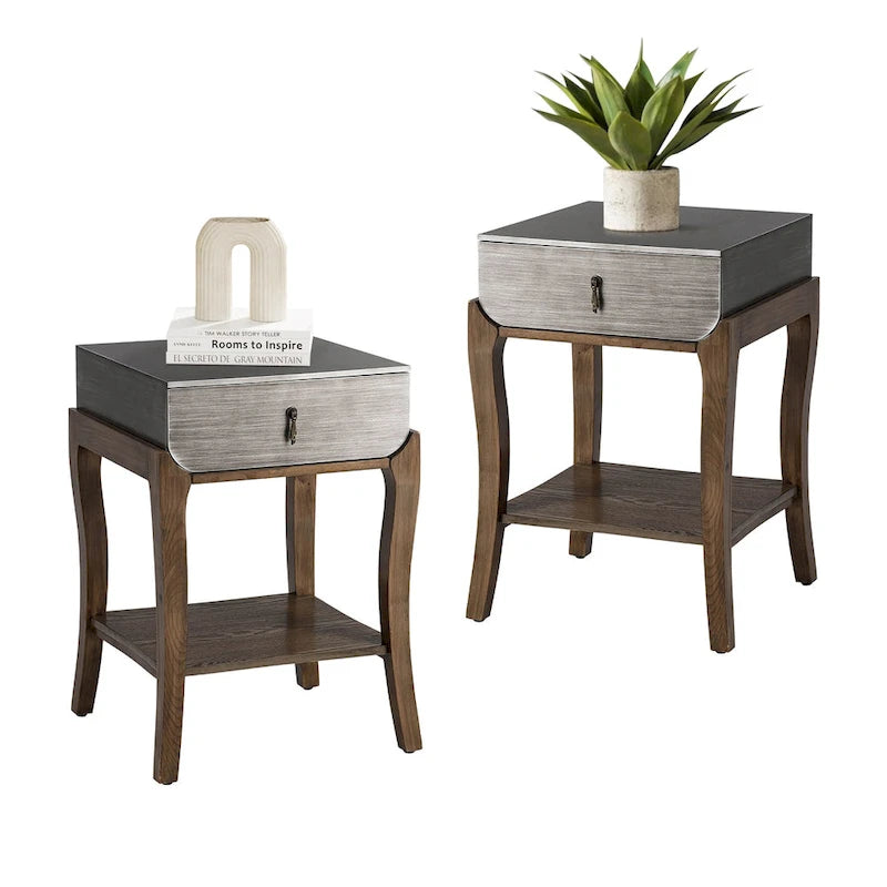 COSIEST End table with 1-Drawer and Storage Shelf