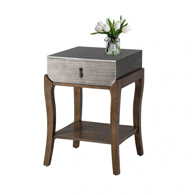 Table d'appoint COSIEST avec 1 tiroir et étagère de rangement