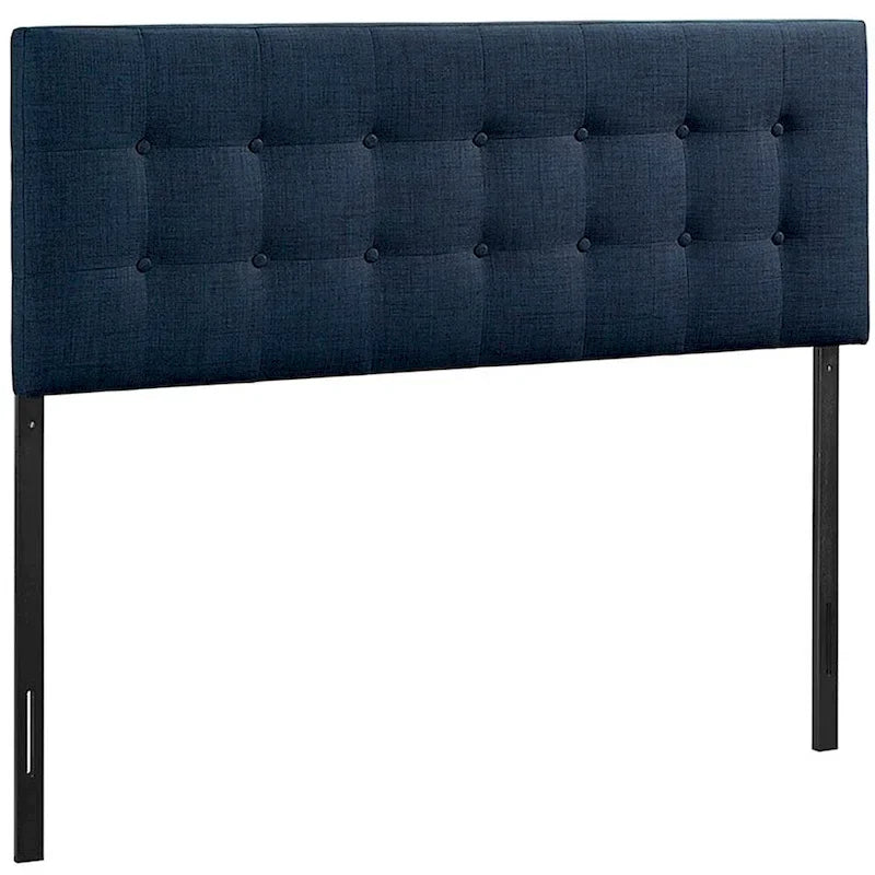 Tête de lit Hixson style contemporain avec revêtement en tissu bleu foncé pour grand lit (King Size)