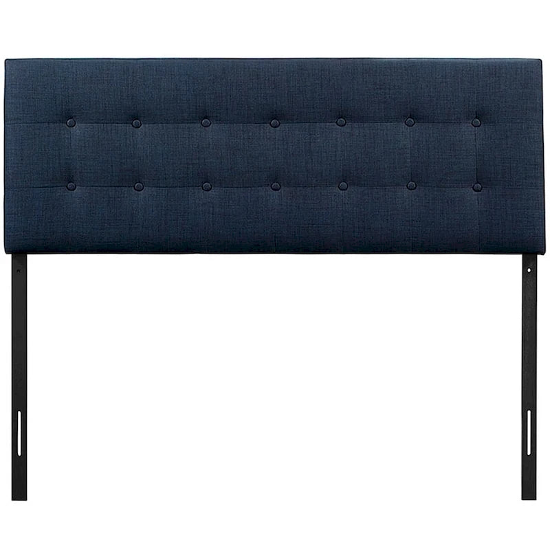 Tête de lit Hixson style contemporain avec revêtement en tissu bleu foncé pour grand lit (King Size)