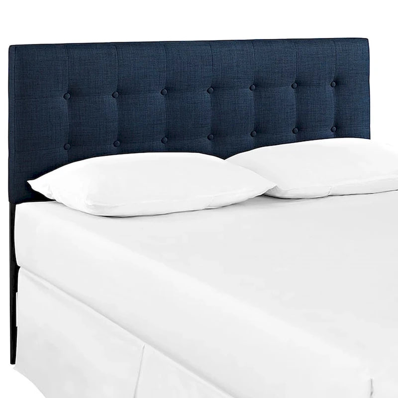 Tête de lit Hixson style contemporain avec revêtement en tissu bleu foncé pour grand lit (King Size)