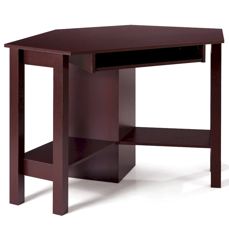 Bureau d'ordinateur d'angle en bois avec tiroir, table de bureau/d'étude