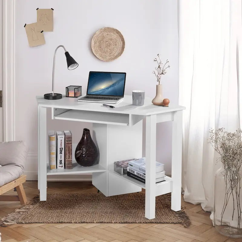 Bureau d'ordinateur d'angle en bois avec tiroir, table de bureau/d'étude