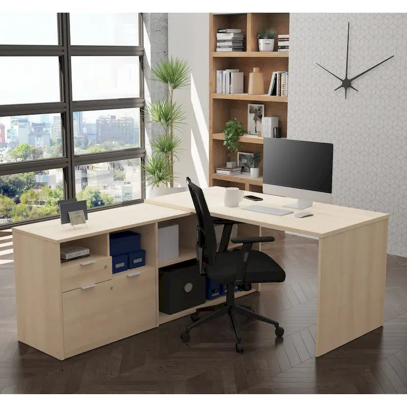 Bureau d'angle Bestar i3 Plus avec 2 tiroirs